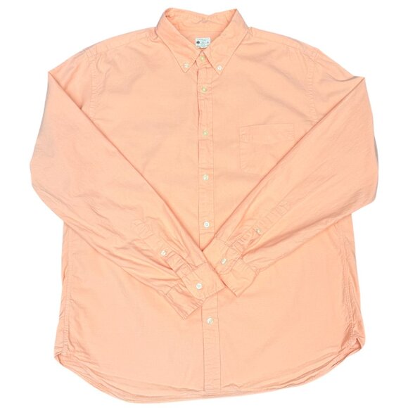 Men's J. CREW Sunwashed Oxford 100% Cotton Long Sleeve Shirt Peach- Size XL - Picture 1 of 7